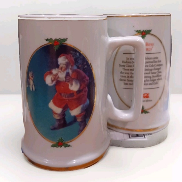 Coca Cola Vintage Collector's Edition Christmas Set Of 2 1996 Coffee Cup Mugs - Picture 3 of 4